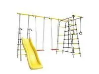 Детский спортивный комплекс для дачи ROMANA Богатырь Плюс-2 (желтый/серый) качели фанерные
