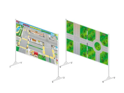 300_К1041 Двухсторонняя магнитно-маркерная доска Азбука дорожного движения на разборной стойке 1