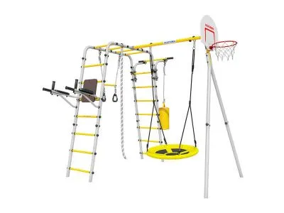 Детский спортивный комплекс для дачи ROMANA Fitness (Фитнес, желтый/серый) качель-гнездо