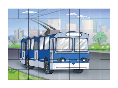 300_К1035 Магнитный пазл Троллейбус 1