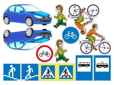 300_К1047 Магнитно-маркерная доска Дорожные правила пешехода с комплектом тематических магнитов КМ-22 2