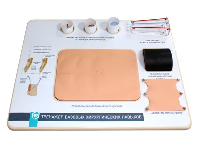М0217 Универсальный тренажер базовых хирургических навыков наложения швов и завязывания узлов ТБН-1.01
