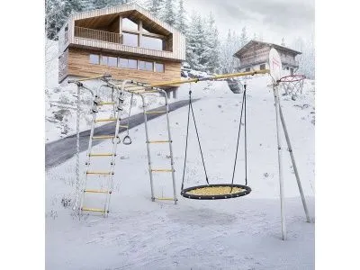 Детский спортивный комплекс для дачи ROMANA Акробат-2 (желтый/серый)_2