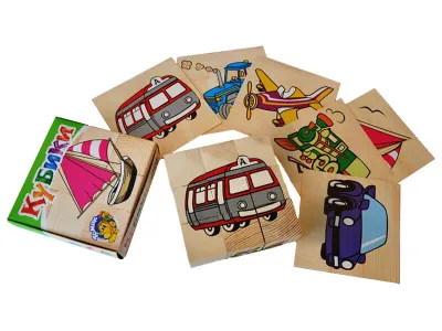 ЗН4030 Набор кубиков «Сложи рисунок: транспорт»