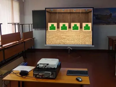 f400-02 Лазерный тир РУБИНТИР® Кадет, по экрану, 4 стрелка, моноблок