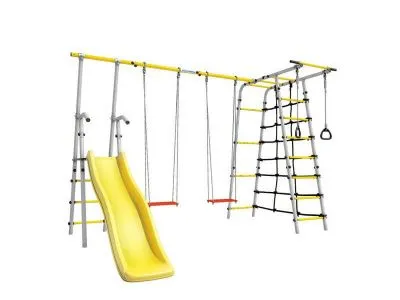 Детский спортивный комплекс для дачи ROMANA Богатырь Плюс-2 (желтый/серый) качели фанерные