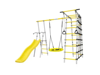 Детский спортивный комплекс для дачи ROMANA Богатырь (желтый/серый) качель гнездо
