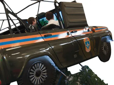 Т0036 Автотренажер контраварийного вождения «УАЗ-4/МЧС» (оригинальный кузов автомобиля УАЗ, установленный на шестистепенную динамическую платформу)