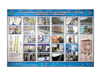 Т1023 Интерактивный электрифицированный стенд «Техника безопасности при работе с лесов, лестниц, стремянок»‎