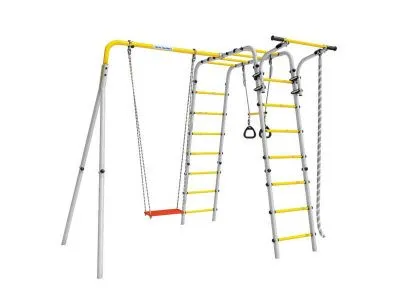 Детский спортивный комплекс для дачи ROMANA Веселая лужайка-2 (желтый/серый) качель фанерная
