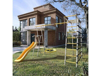 Детский спортивный комплекс для дачи ROMANA Богатырь Плюс-2 (желтый/серый)_1