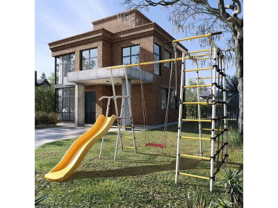 Детский спортивный комплекс для дачи ROMANA Богатырь (желтый/серый)_1