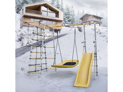 Детский спортивный комплекс для дачи ROMANA Богатырь (желтый/серый)_2